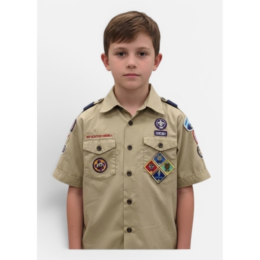 Boy Scouts Of America Shirt Youth Size Large BSA Uniform USA Official Patches